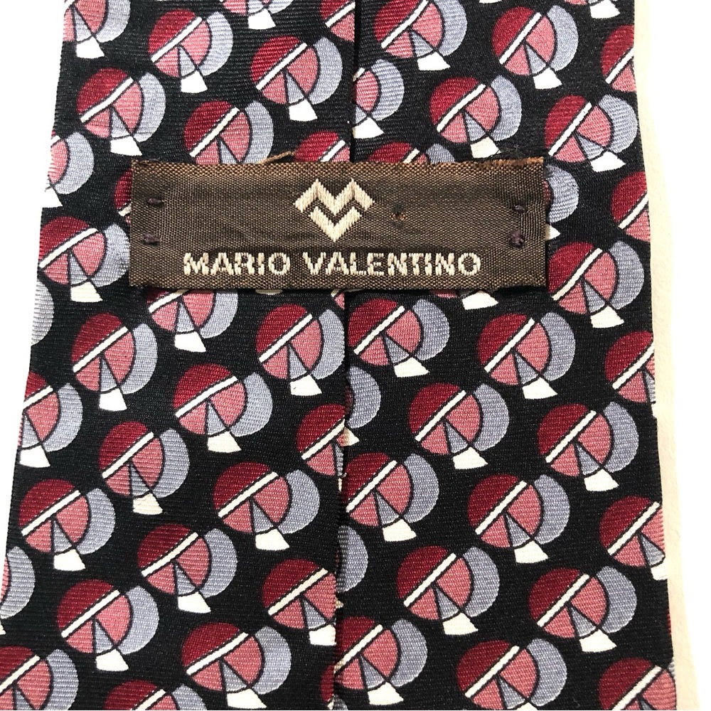 Mario Valentino 100% Italian Silk Men’s Tie Made in USA Geometric Circle Pattern